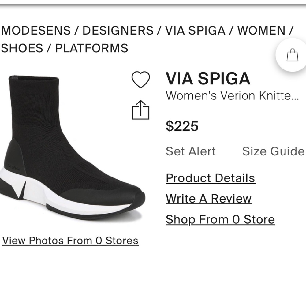 Via Spiga Black  Sock Sneaker Sz 7 EUC